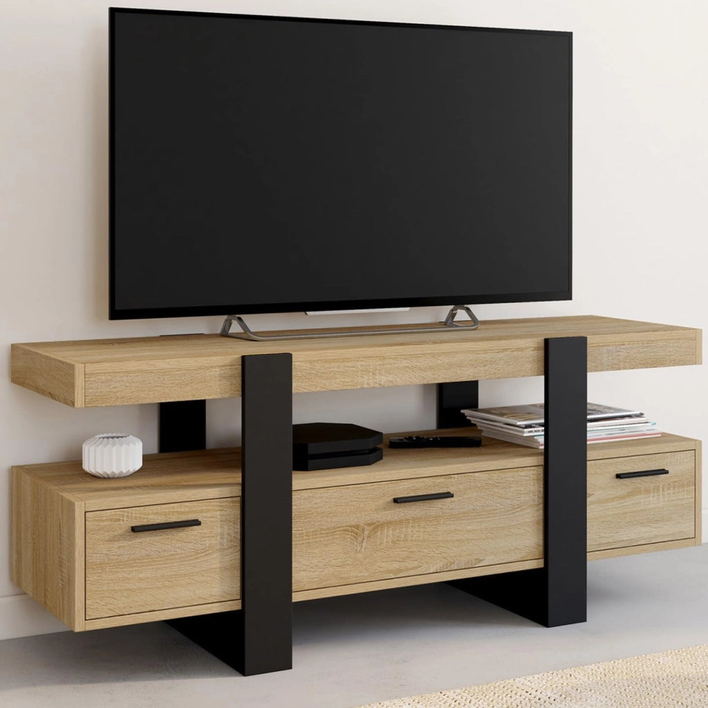 Porta TV PHOENIX legno nero con cassetti