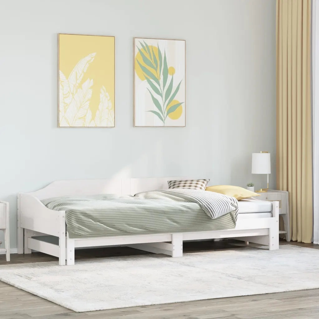 Divano Letto con Letto Estraibile Bianco 90x200cm Massello Pino 850906