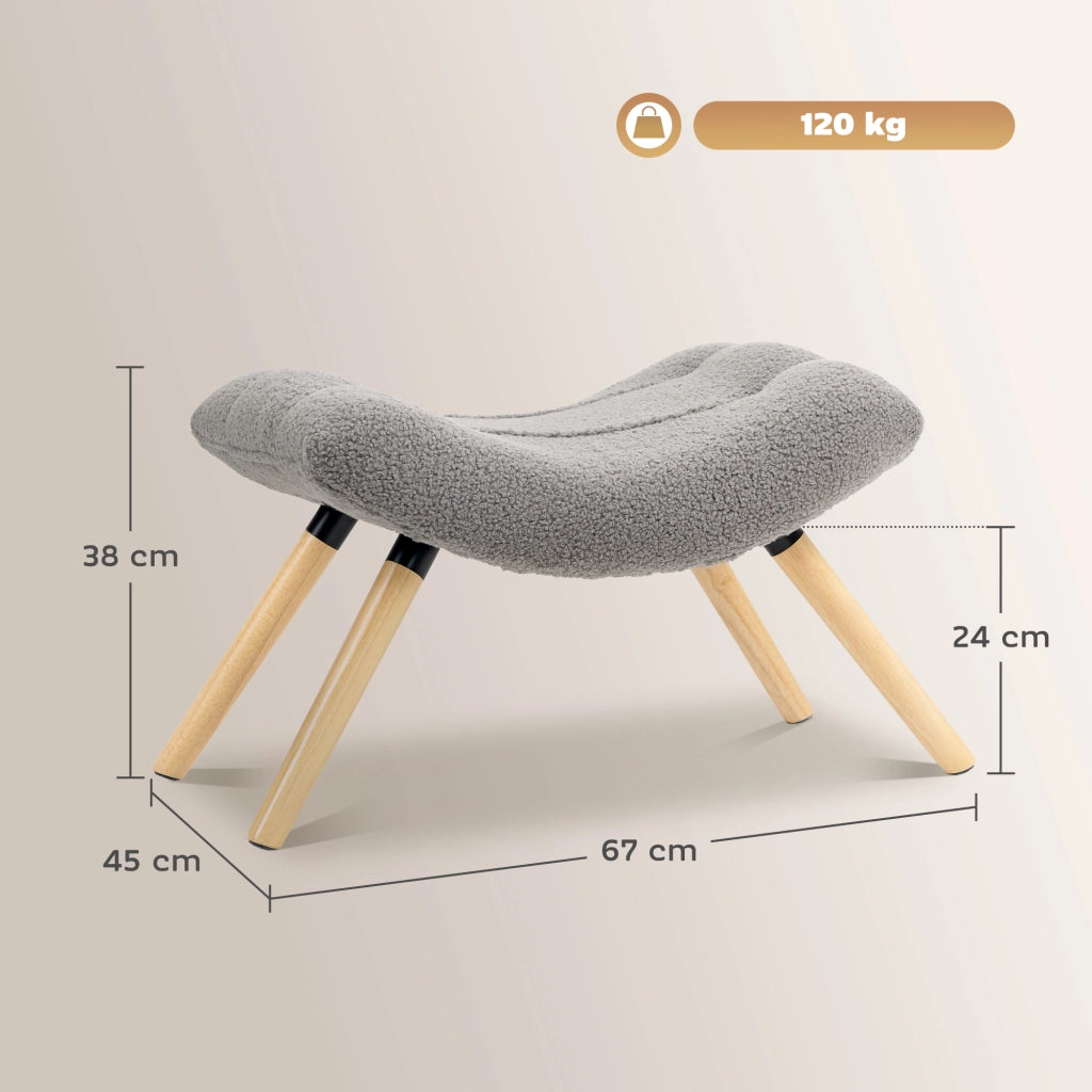 Pouf Moderno Imbottito con Rivestimento Morbido e Gambe in Legno ¨C Zephmum ¨C Grigio Chiaro 40x40x45
