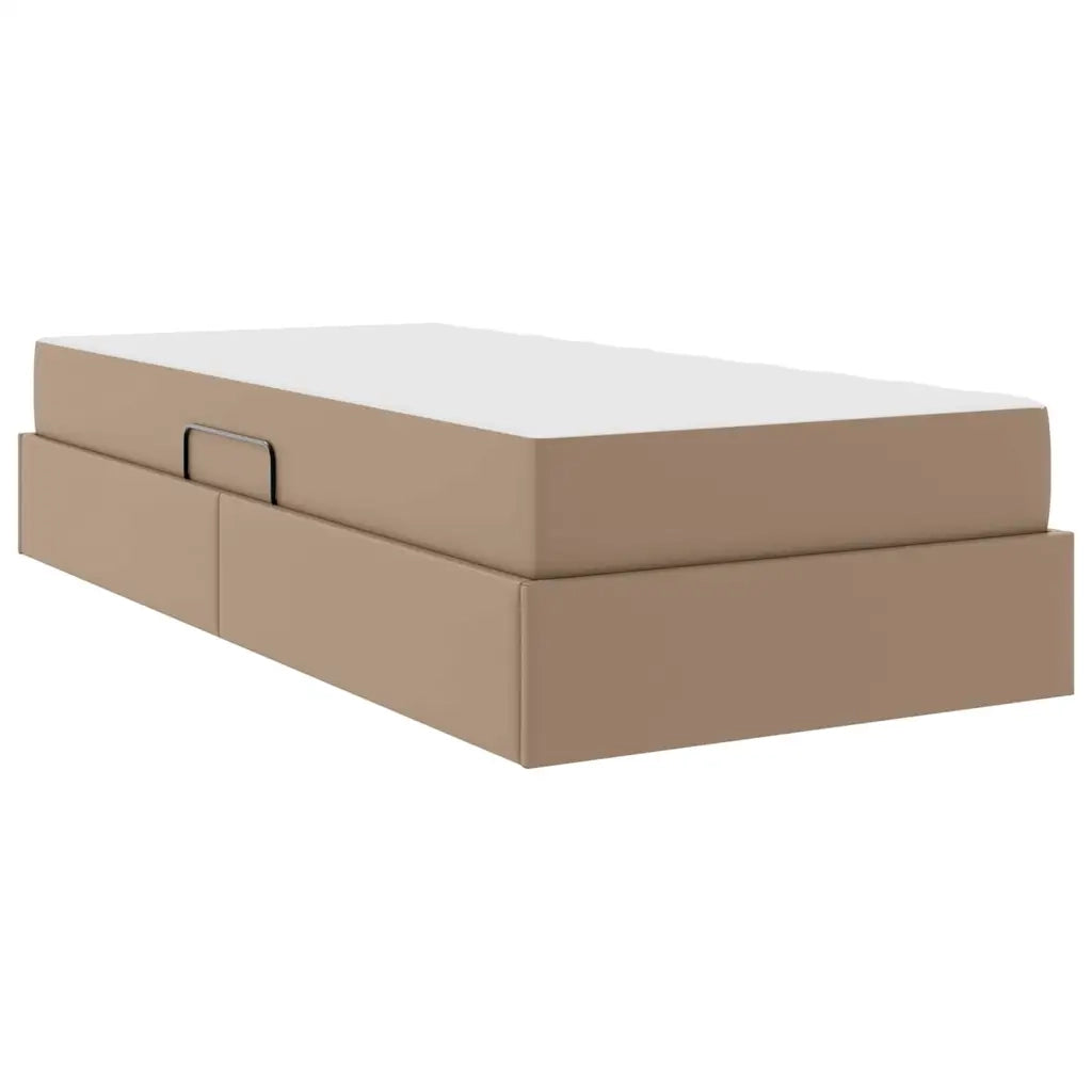 Letto con contenitore e materasso 2 pcs Cappuccino Pelle