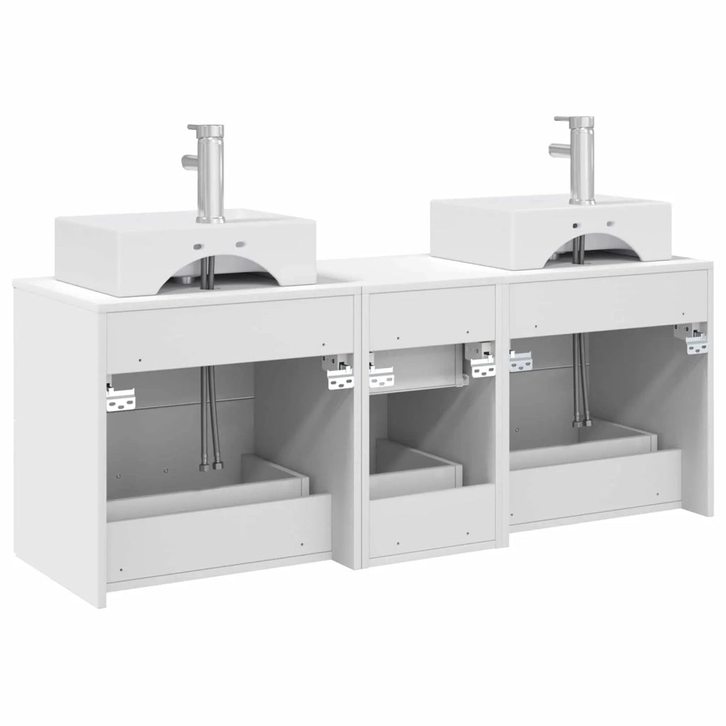 Set di Armadi da Bagno 3 pz Bianco 129 x 41 x 79,5 cm 3405843