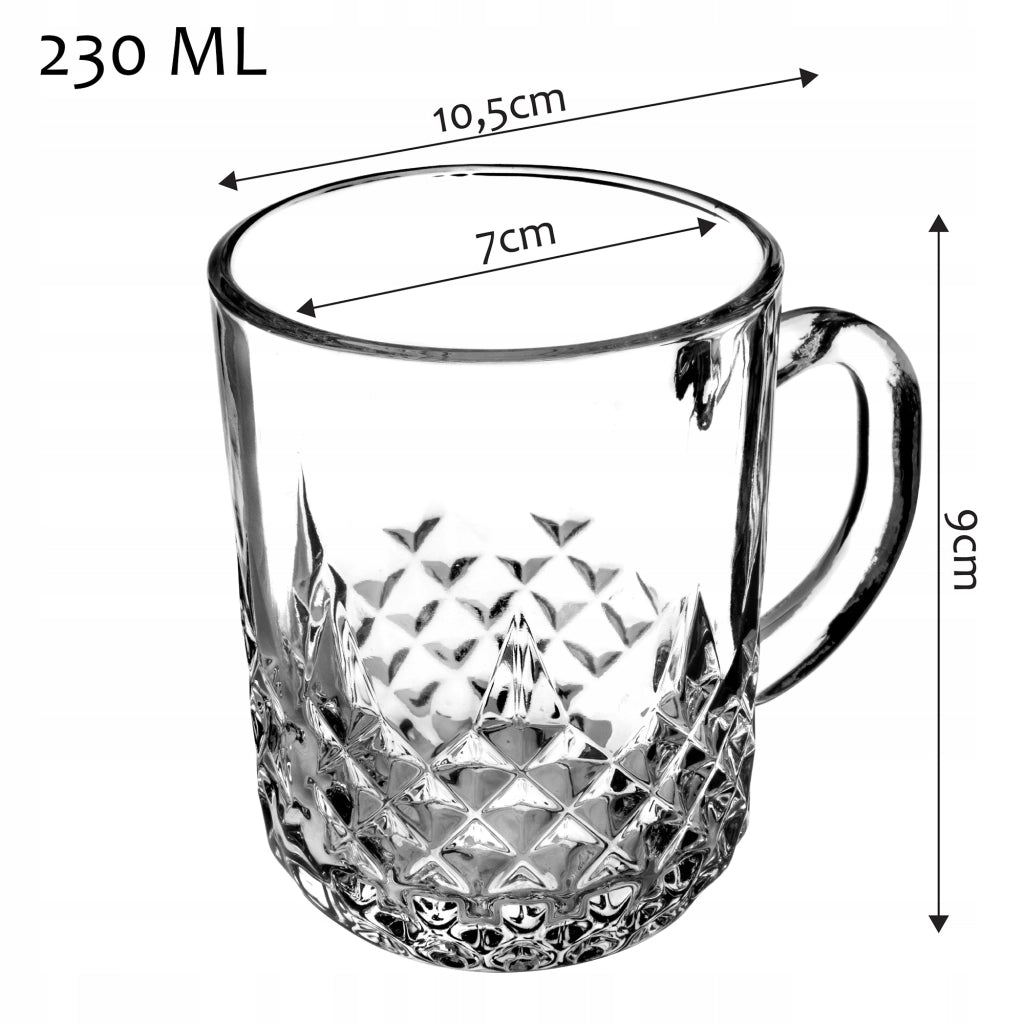 Tazza da tè/caffè KADAX da 230 ml con manico, in vetro spesso.