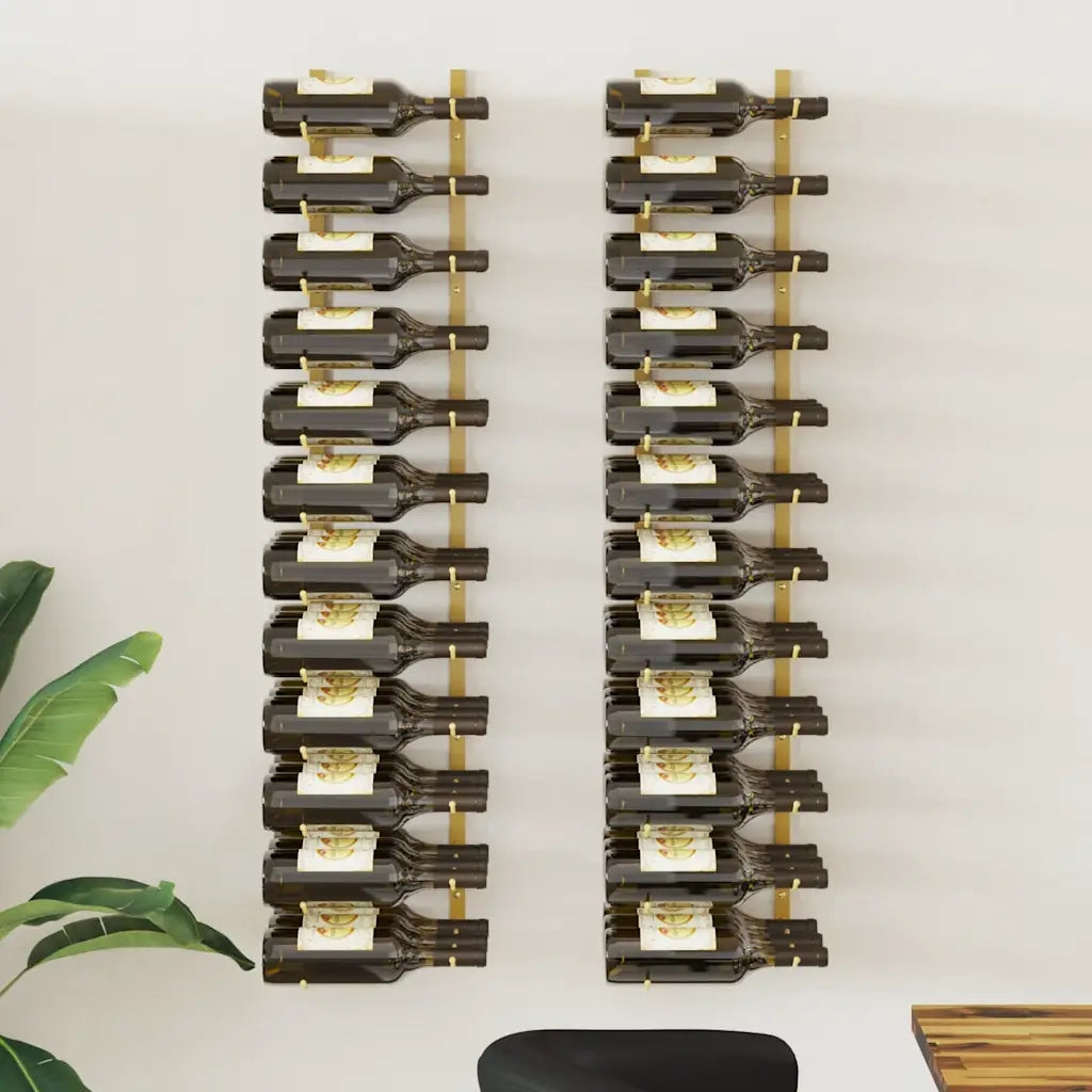 Portavini da Parete per 36 Bottiglie 2 pz Oro in Ferro CFW6015260