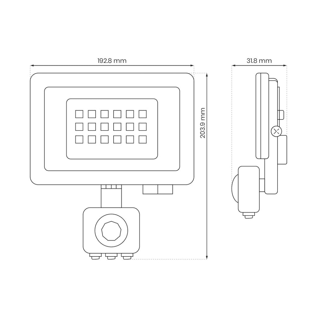 Faro LED 50W 4000K 4800lm con PIR nero IP65 Eko-Light