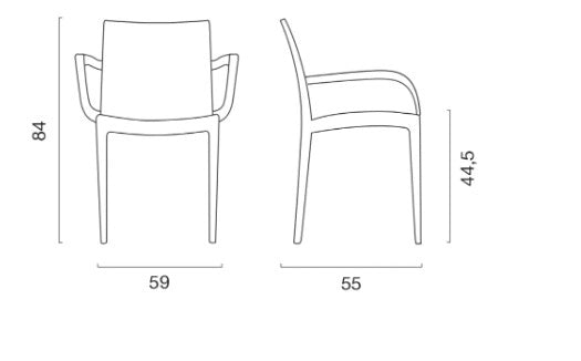 Boheme, Poltrona , Polipropilene  59 × 55 × 85 cm, Impilabile per Interno ed Esterno, Antracite