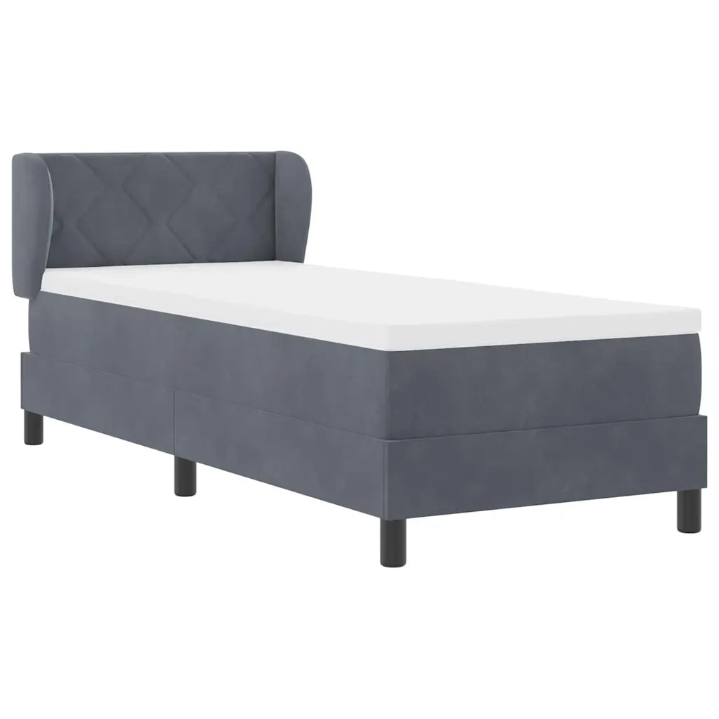 Letto a molle con testiera Grigio scuro 80 x 200 cm Velluto 3340413