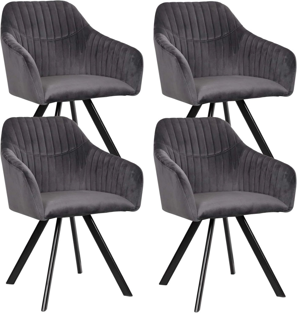 4X Sedie da Salotto con Braccioli Sgabello Grigio Scuro da Salone Cameretta Design Moderno 0260BY-4