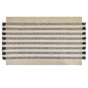 Tappeto in lana bianco sporco nero 140 x 200 cm fatto a mano con nappe moderne