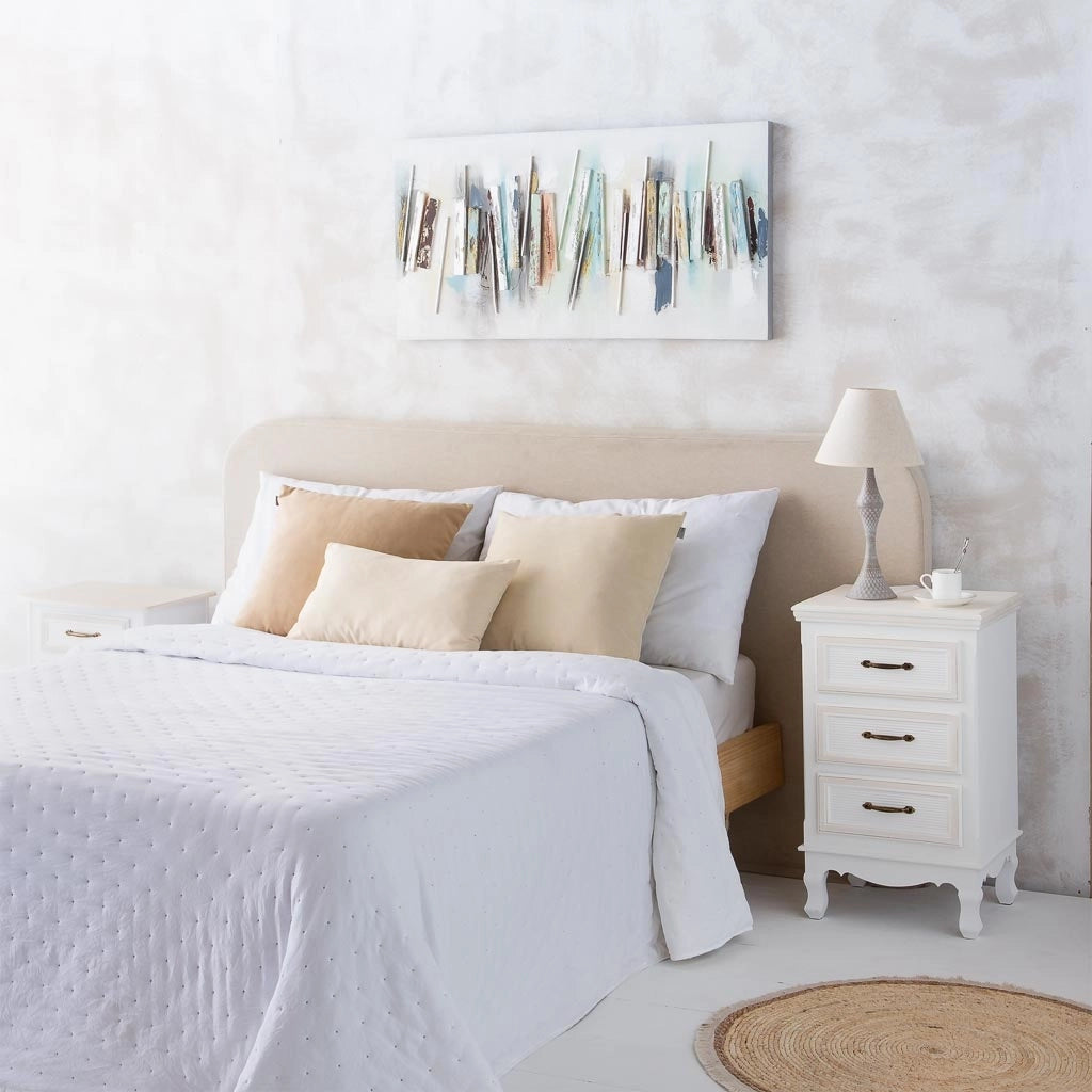 Quadro dipinto a mano con rilievo grigio 50x100x3h