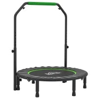 Tappetino Elastico Pieghevole Ø102 cm con Manico Regolabile Telaio in Acciaio, Nero e Verde