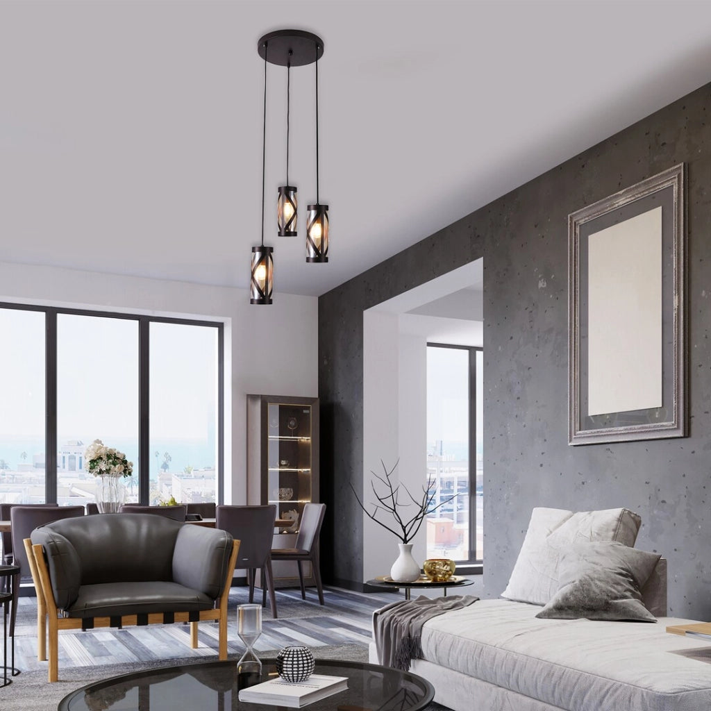 Lampadario Rabalux Oberon 3 luci E14 bronzo ambra Ø30