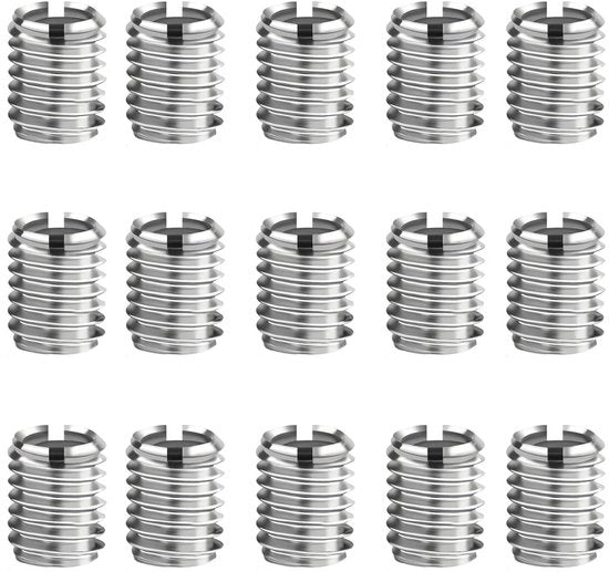 Set di 15 connettori a vite, inserti in acciaio inossidabile M8 M6, inserti a vite autoalimentanti per mobili, auto e meccanica, 10 mm di lunghezza