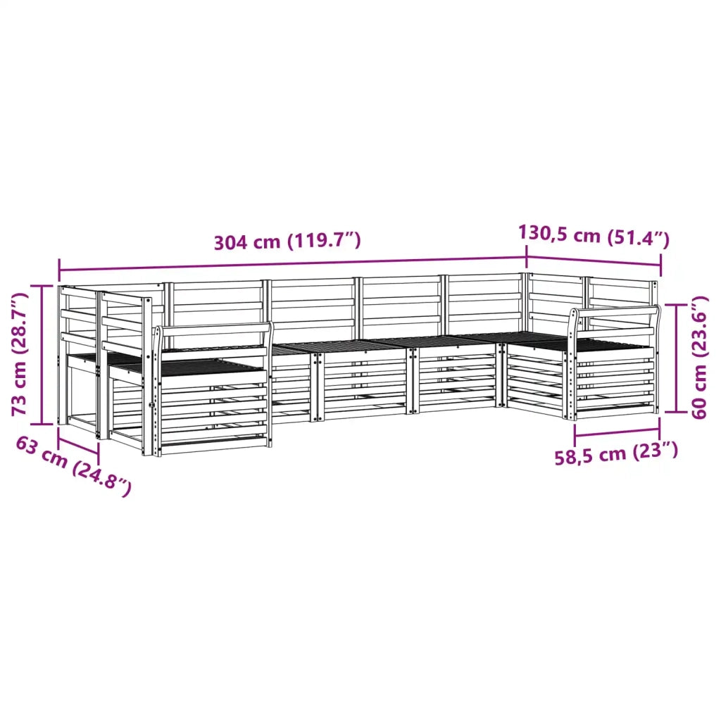 Set divani 7 pcs Naturale Legno di Acacia Massello 3375409