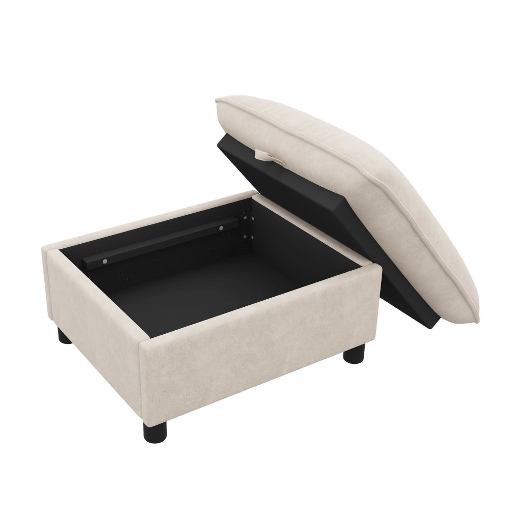 Pouf contenitore in chenille 98x65x48 cm; beige; con gambe da 8 cm