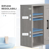Pensile Bagno con 3 Ripiani Aperti e Armadietto 48x20x50 cm in Legno Truciolare Grigio