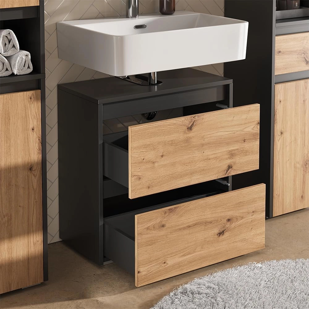 Set di mobili da bagno Majest, Antracite/Artisan, 4 parti