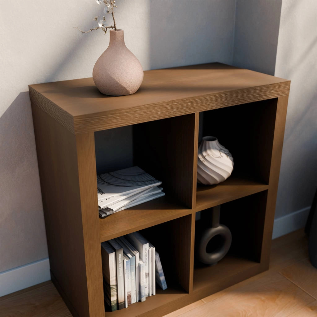 Libreria cubica a 4 scomparti, effetto noce i sweeek