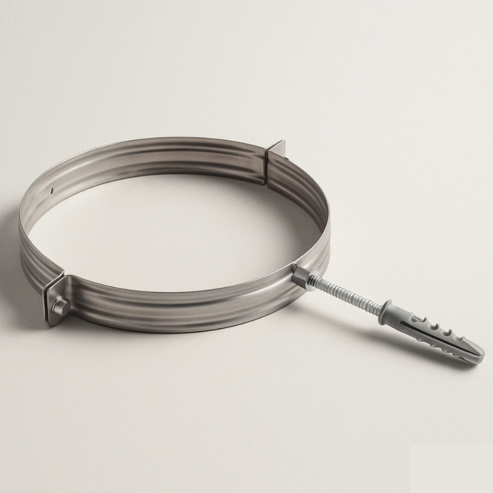 Collare nervato acciaio inox Ø 80 mm fissaggio canna fumaria confezione 2 pezzi