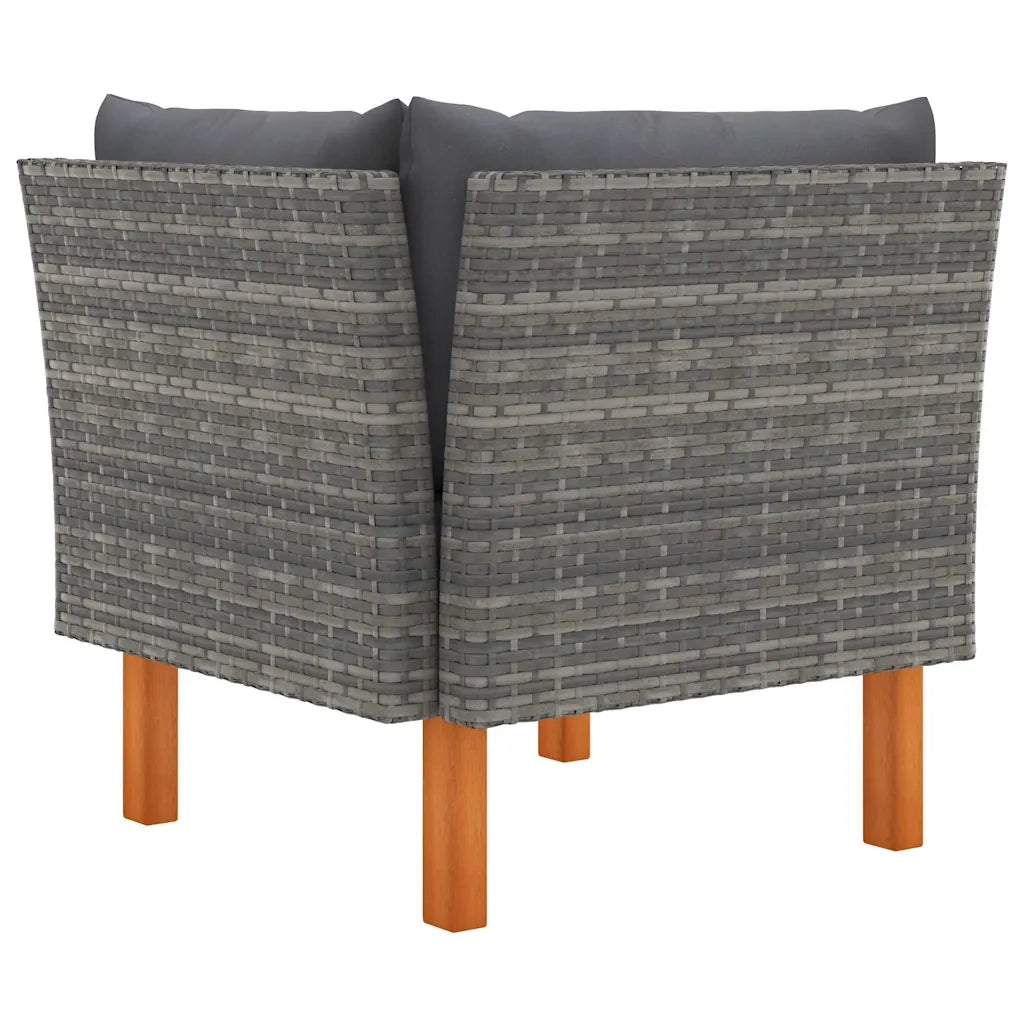 Salotto da Giardino-Set di Divani da Giardino 3 pz Polyrattan Massello di Eucalipto