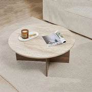 Simbario, Tavolino da Salotto Forma Ovale, 90x90x40h cm Marrone Noce