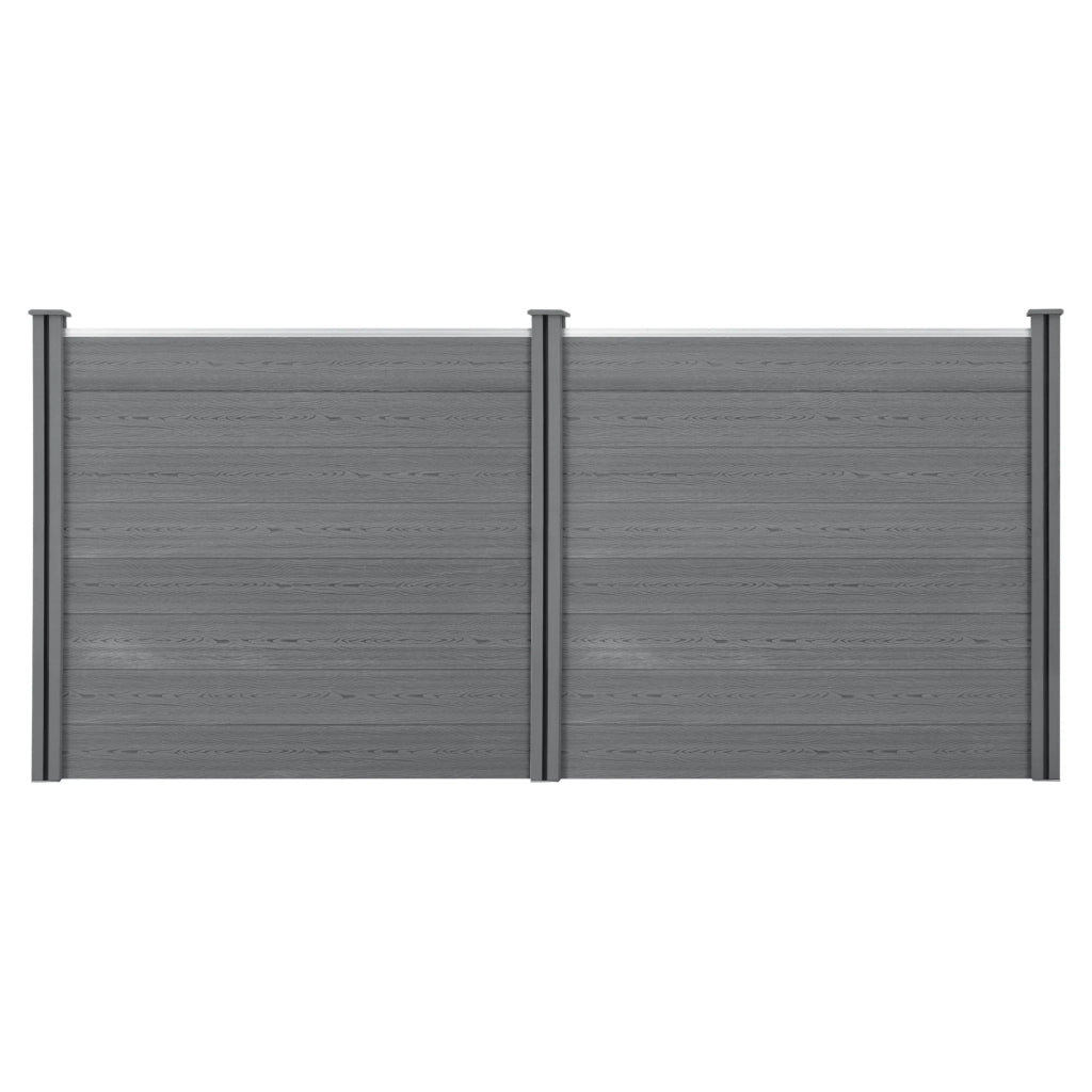 Recinzione per la privacy da giardino con 4 pali assi in legno composito WPC 165 x 314 cm grigio 03_0006581