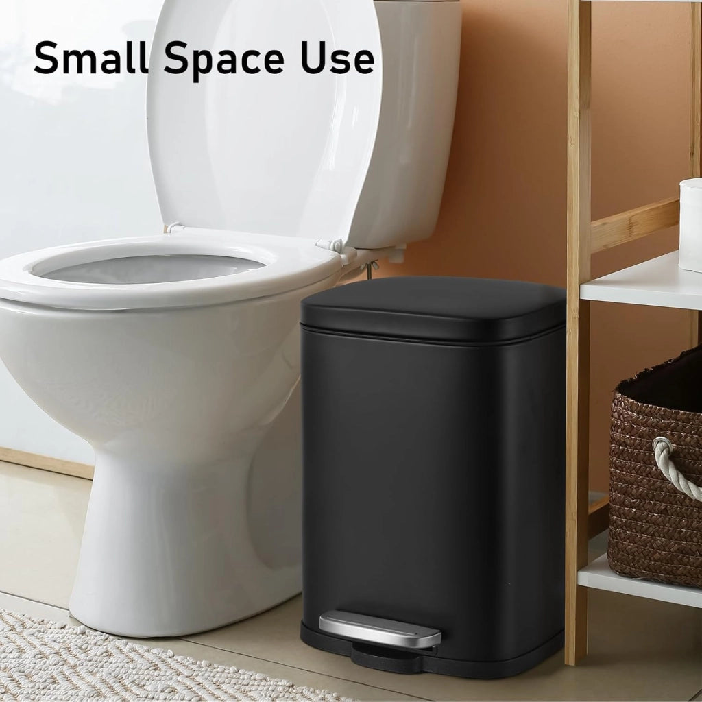 Set Pattumiera Cucina 50l + 5l, Set di Cestino a Pedale in Acciaio, con Chiusura Silenziosa, Secchio Interno, isolare gli odori, Grande Pattumiera, per Ufficio, Casa, Camera, Nero