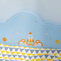 Letto per Bambini con Sponde 143x74x59 cm Fantasia Spaziale Azzurro