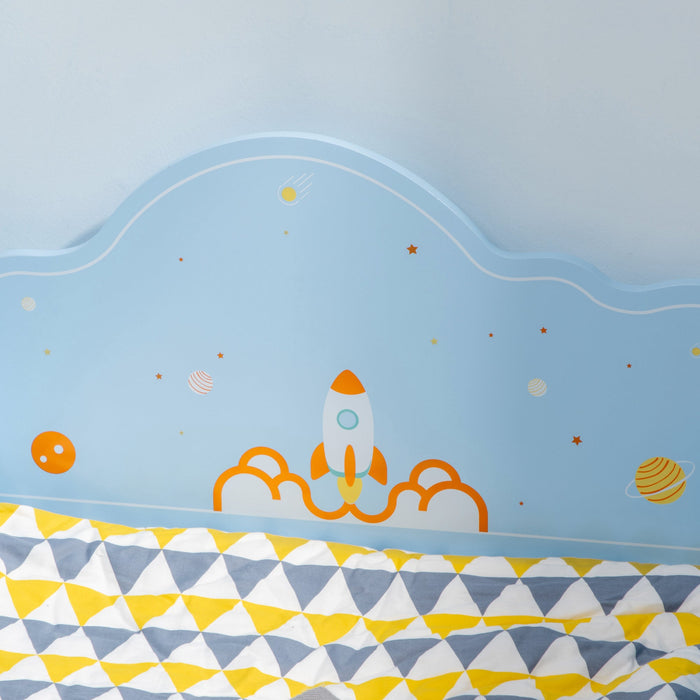 Letto per Bambini con Sponde 143x74x59 cm Fantasia Spaziale Azzurro