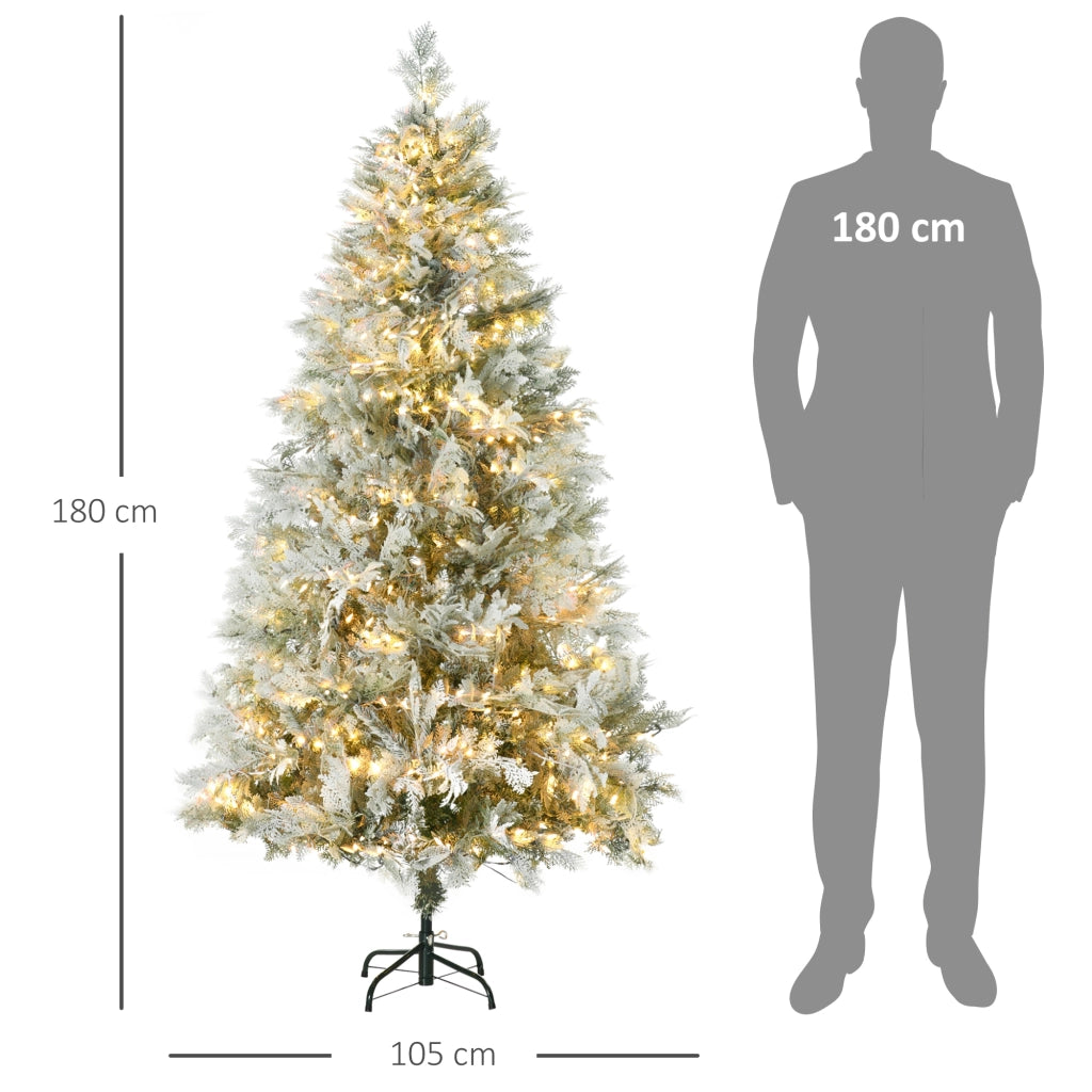 Albero di Natale Artificiale 180 cm con Luci LED ¨C zephmum ¨C 300 Luci Bianche Calde 577 Rami Apertura Automatica Base Pieghevole