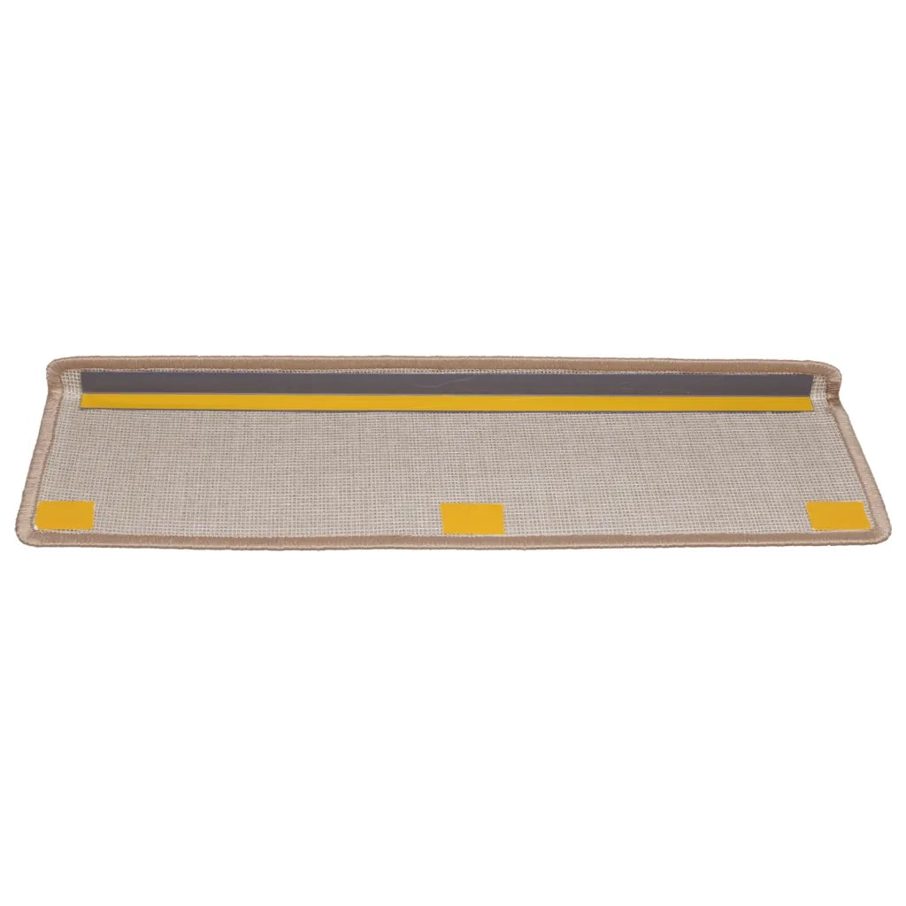 Tappetini per scale 15 pz 65x21x4 cm Marrone chiaro Bordo rettangolare 134569