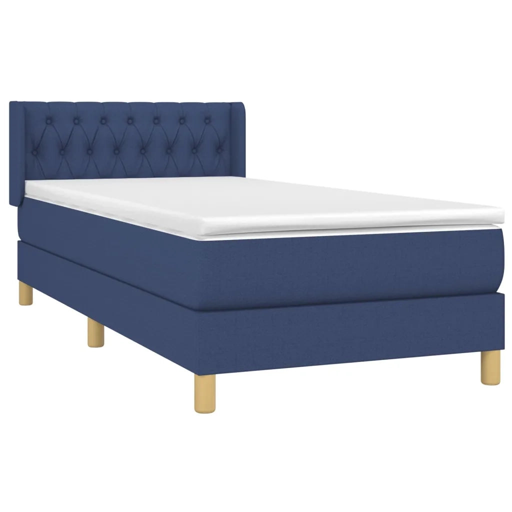 Letto singolo | Letto per adulti | Giroletto a Molle con Materasso Blu 90x200 cm inTessuto