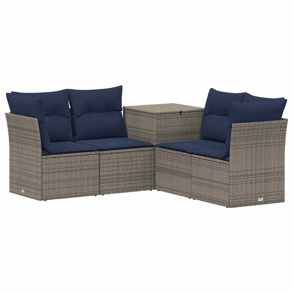 Set di divani 5 pz Grigio e Blu Navy Rattan sintetico e Acciaio 3447839