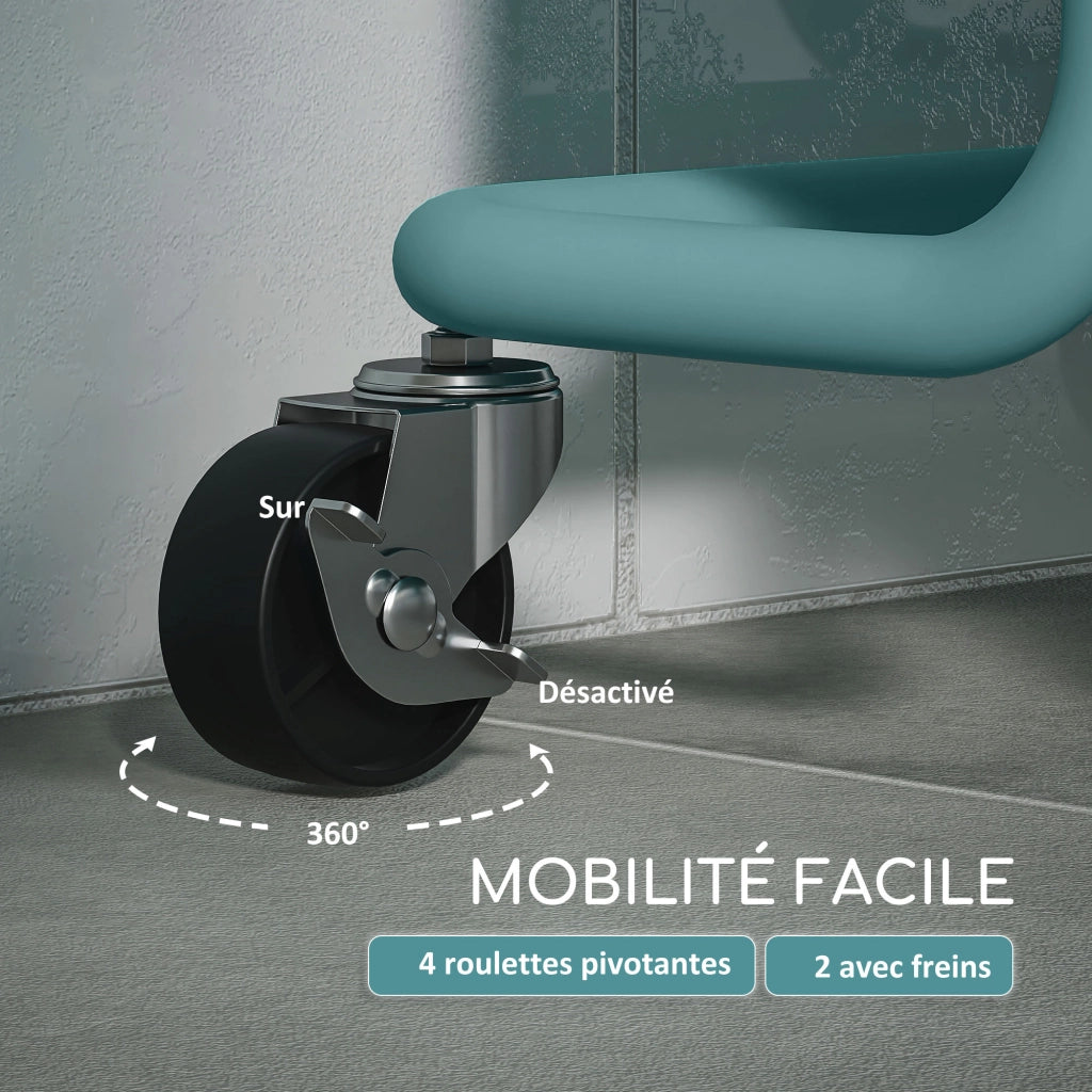 Carrello a 3 livelli con 4 ganci e 3 contenitori sospesi ¨C zephmum ¨C 42x38x86,5 cm blu-verde