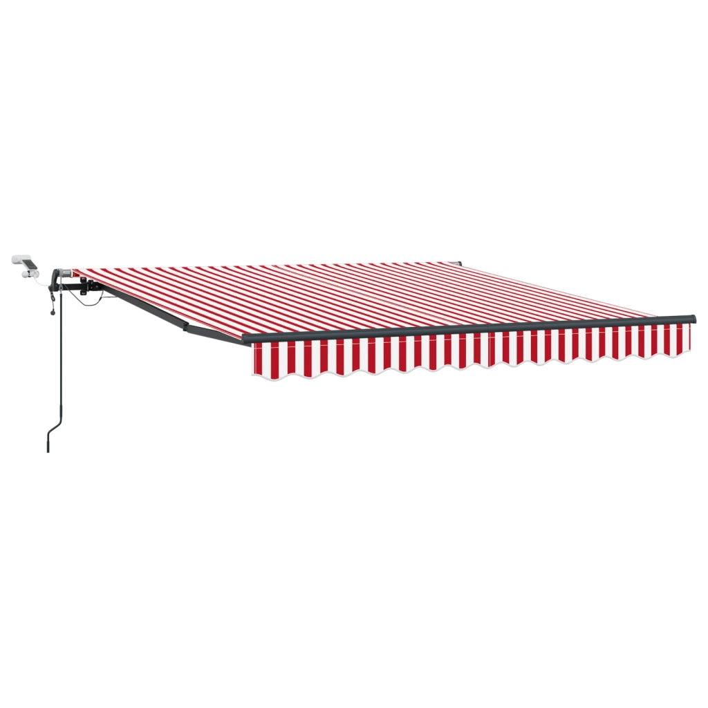 Tenda Retrattile Automatica con LED a Strisce Rosse e Bianche 350x250 cm