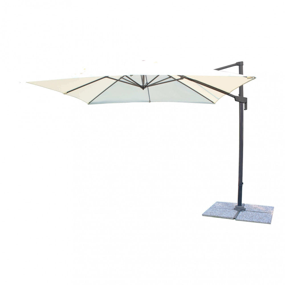 Ombrellone da Giardino Newton Decentrato 3x3 m in Alluminio Nero Telo Ecrù