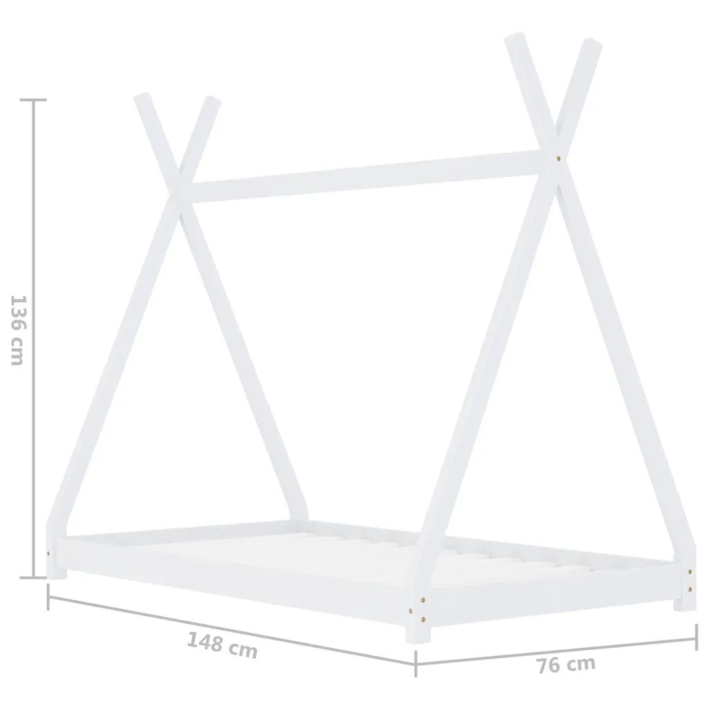 Giroletto per Bambini | Letto Infantile | Lettino Bianco in Massello di Pino 70x140 cm