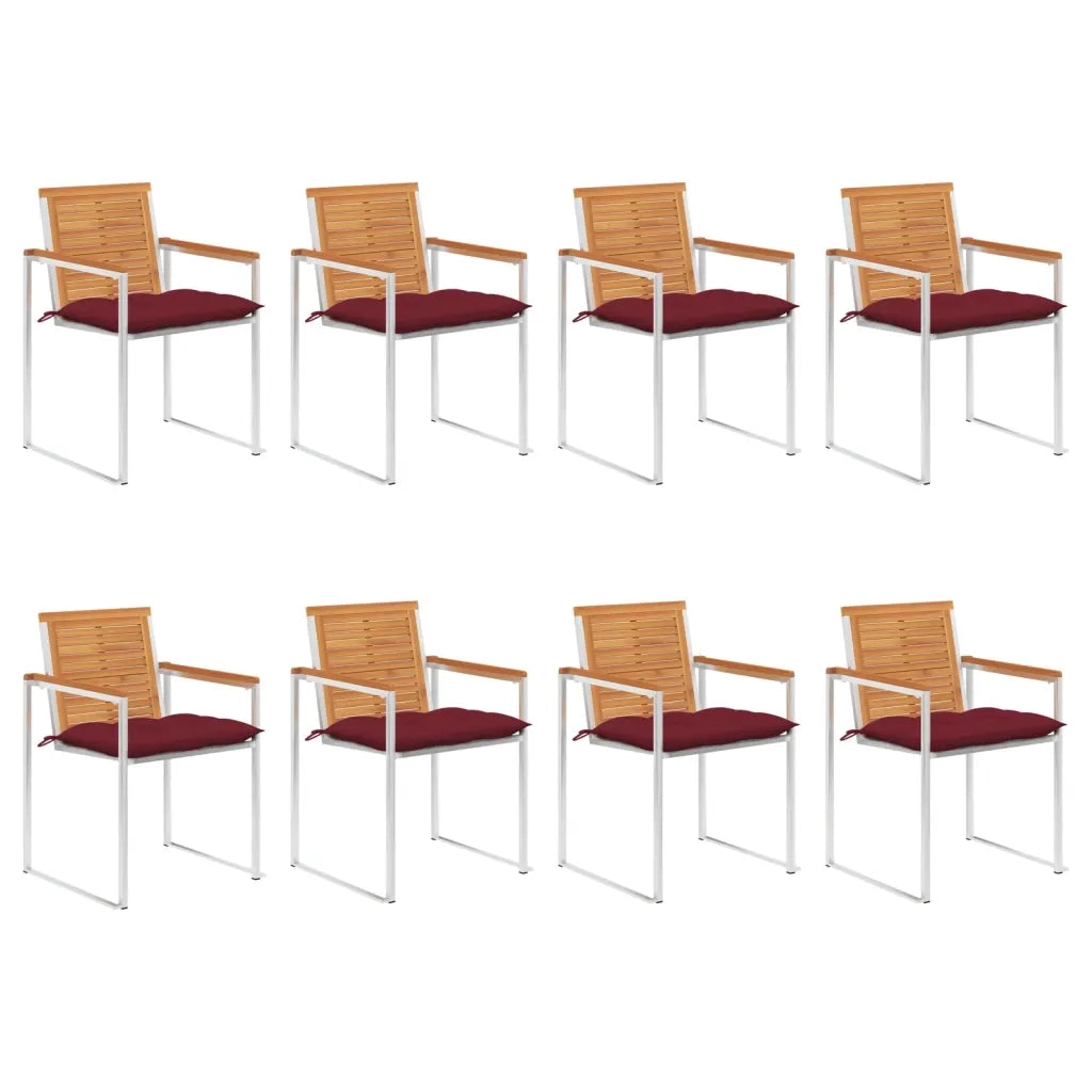 Sedie da Giardino con Cuscini 8 pz in Legno Massello di Acacia cod mxl 72274