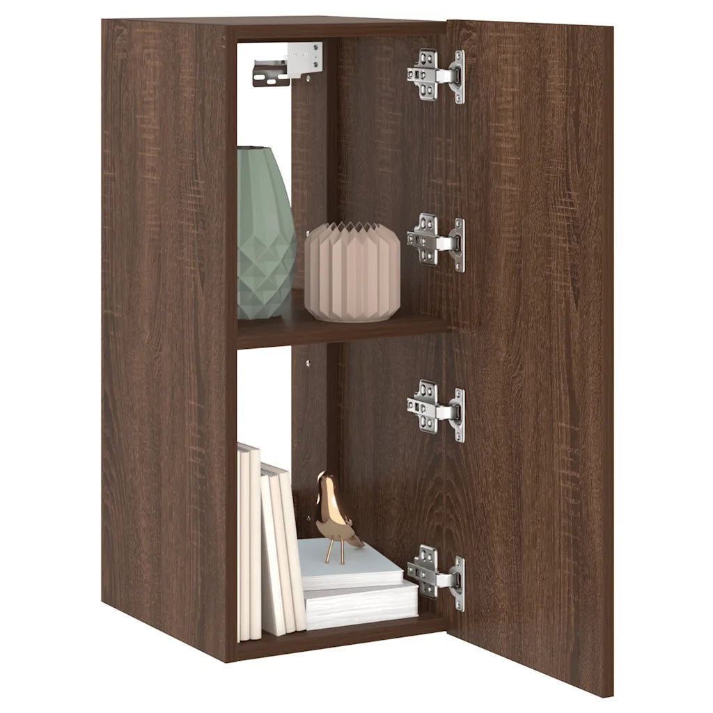 Mobile TV a Parete con Luci LED Rovere Marrone 30,5x35x70 cm 837244