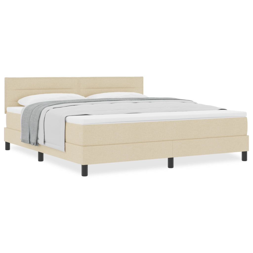 Letto Box Spring con Materasso Crema 180x200 cm Tessuto