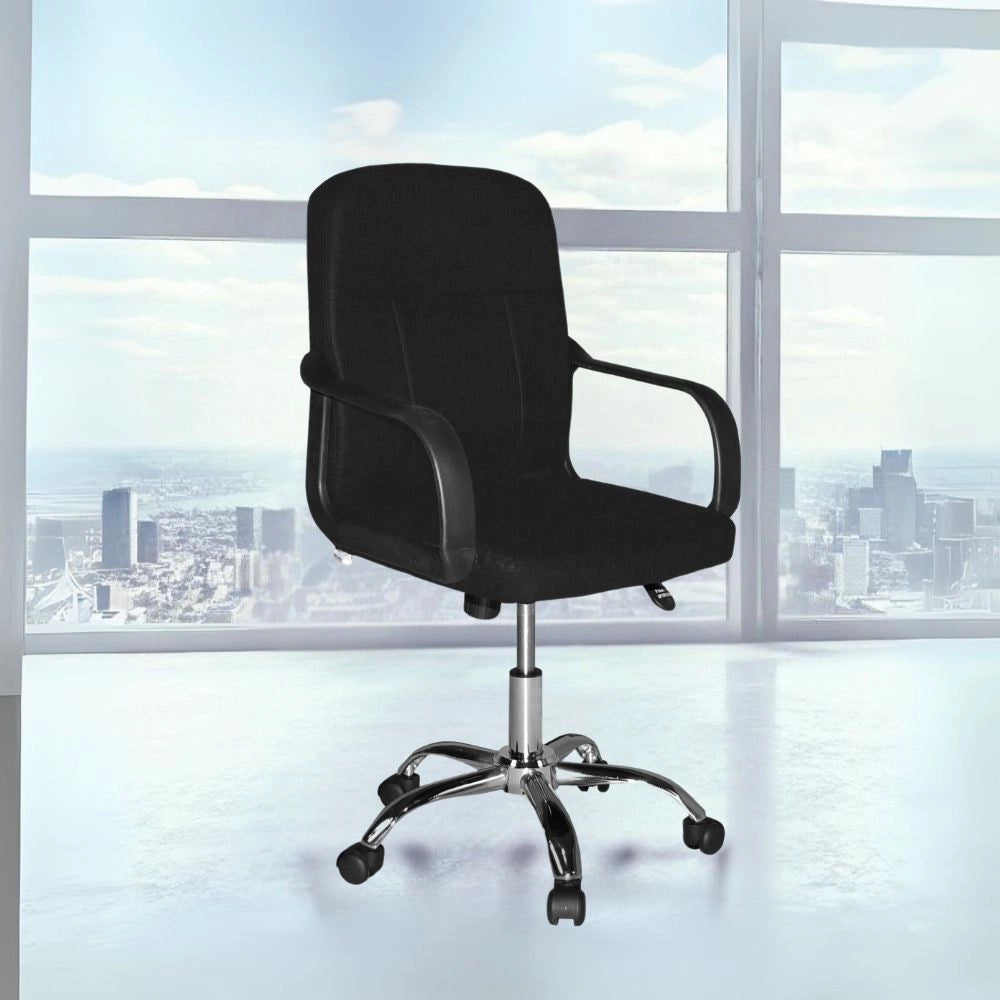 Poltrona ufficio PC116P in tessuto nero con ruote – Eleganza e comfort quotidiano