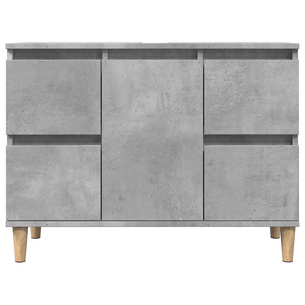 Set Mobili da Bagno 3 pz Grigio Cemento in Legno Multistrato