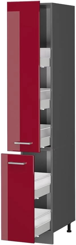 Armadio da farmacia R-Line, Rosso lucido, 30 cm, per la libera combinazione all'interno di sistemi cucina modulari