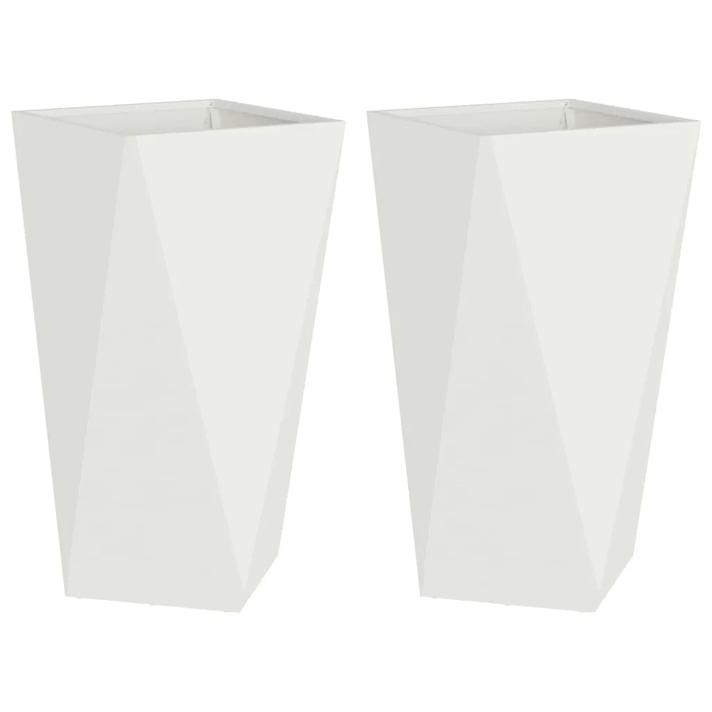 Fioriera 2 pcs Bianco 40 x 40 x 75 cm Acciaio 883783
