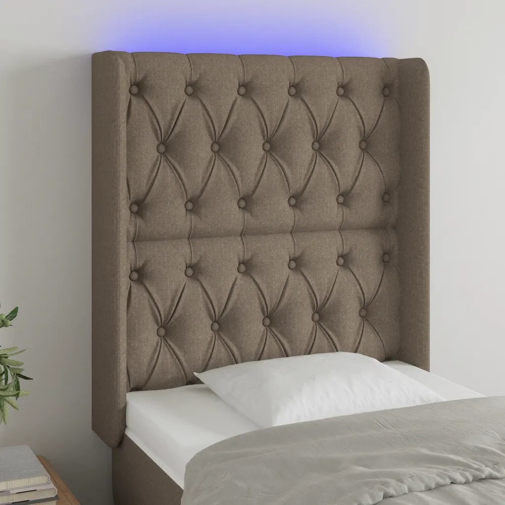 Testiera | Testata a LED Tortora 83x16x118/128 cm in Tessuto