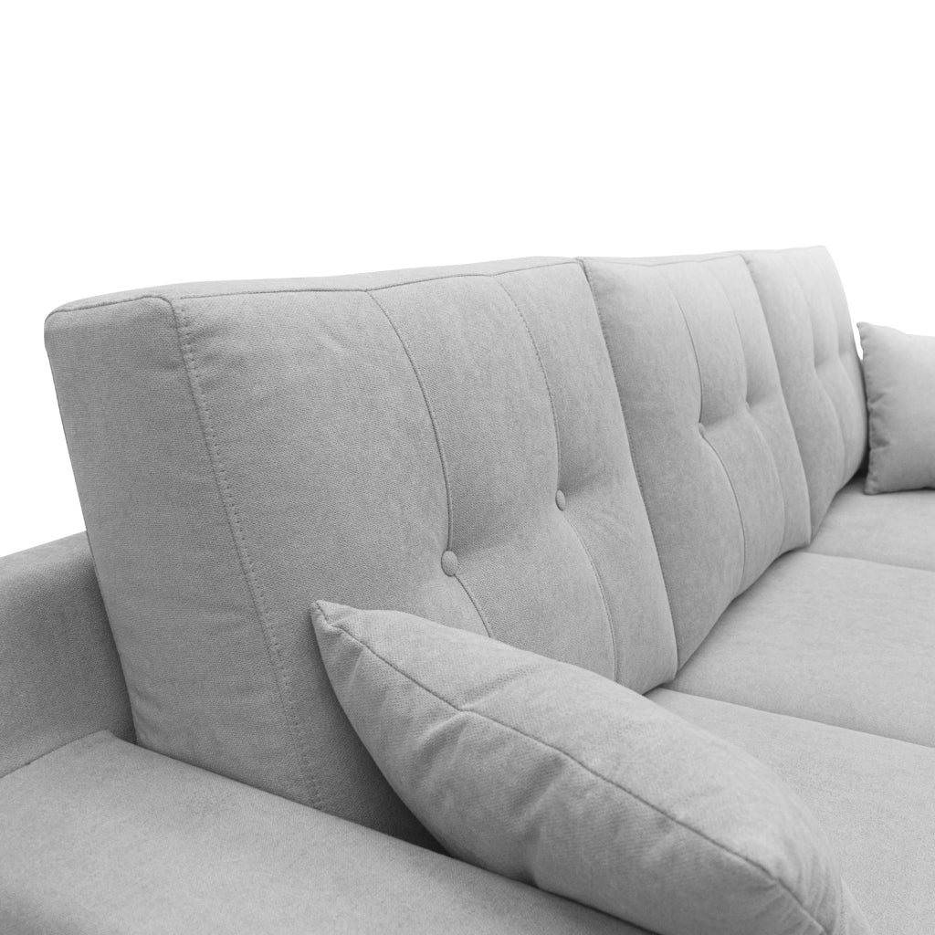 Danish Divano angolare REVERSIBILE in tessuto morbido impermeabile T02 237 cm grigio chiaro