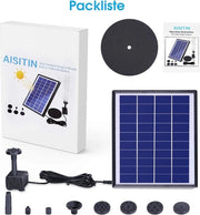 Pompa solare da 6,5W con batteria da 1500mAh e 6 getti - per vasca per uccelli, vasca per pesci, laghetto - decorazione per giardino