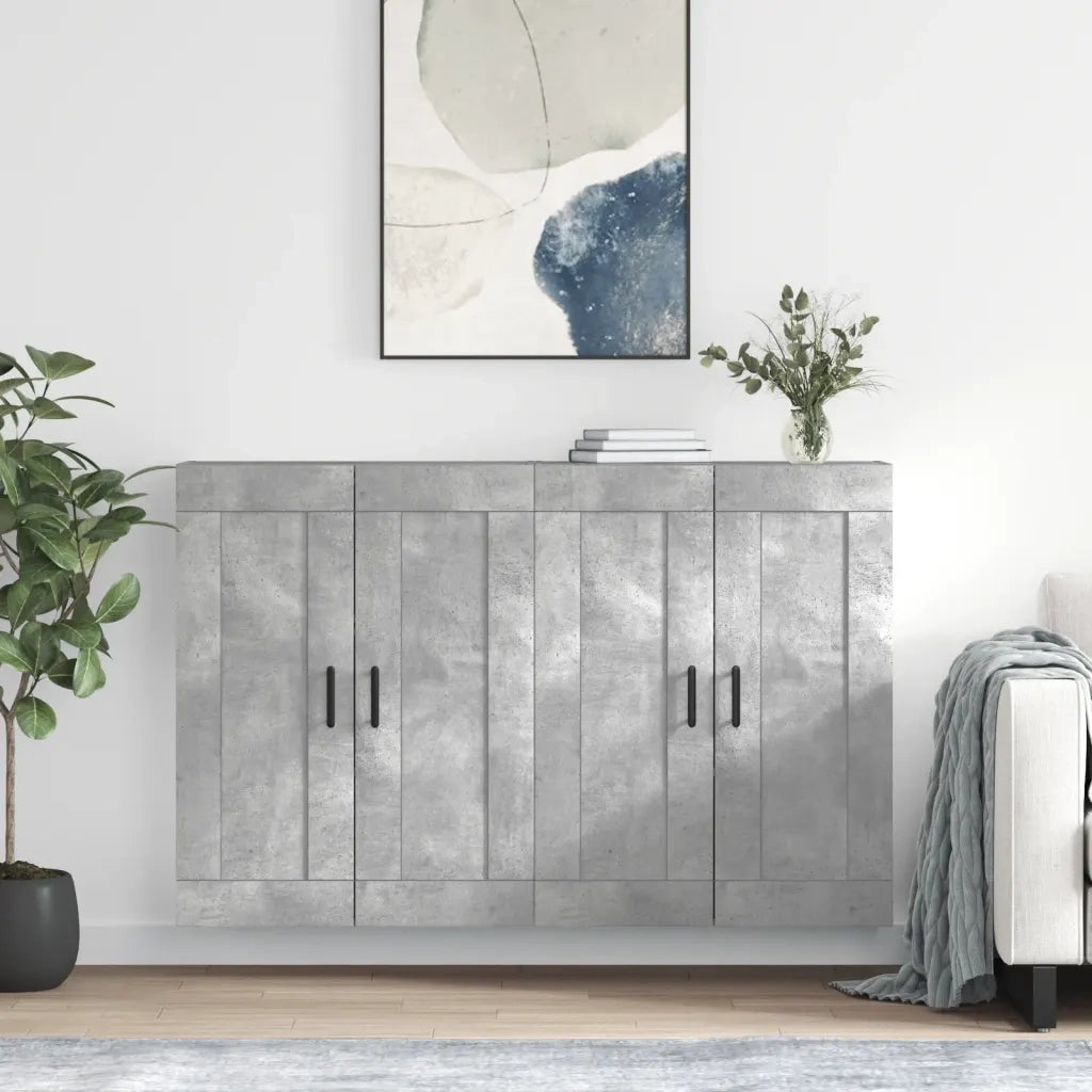 Armadietti a Parete 2 pz Grigio Cemento in Legno Multistratocod mxl 118089