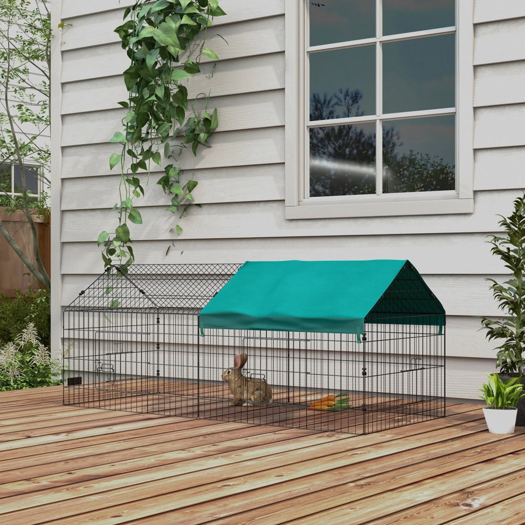 Gabbia per Conigli da Esterno e Interno a Casetta con Tettuccio, 185x75x75 cm, Verde