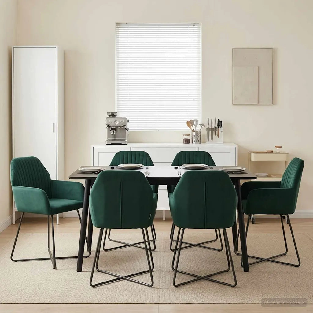 Sedie da pranzo 4 pz Velluto Verde Scuro 55 x 50 x 84 cm 3428375