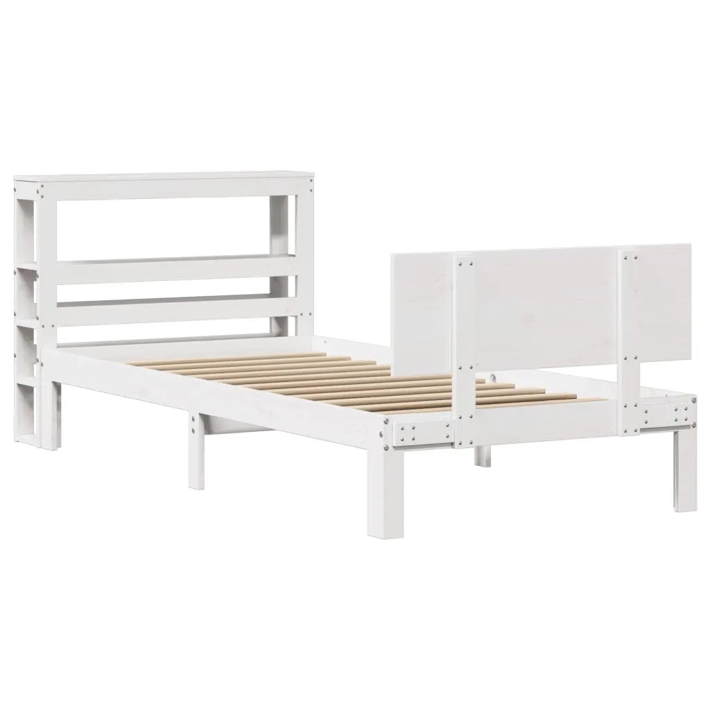 Letto singolo | Letto per adulti | Giroletto con Testiera senza Materasso Bianco 90x200 cm
